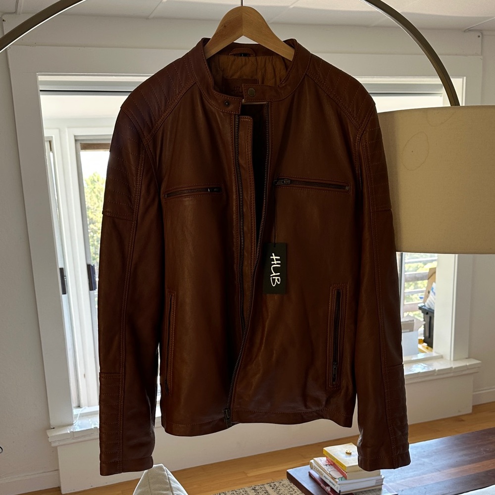 HUB Men's Rich Brown Leather Jacket